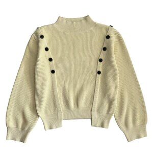 Fray I.D Cotton Cashmere Blend Butter Yellow Sweater S‎ Minimalist Quiet Luxury